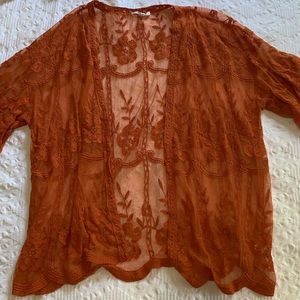 orange see-through cover up